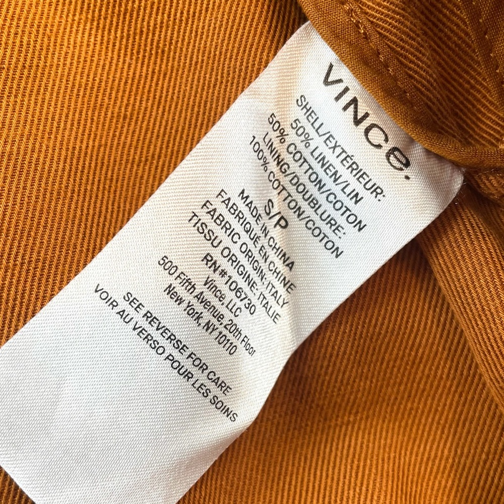 VINCE • Dark Sienna Cropped Linen-Cotton Jacket, S - Picture 15 of 16